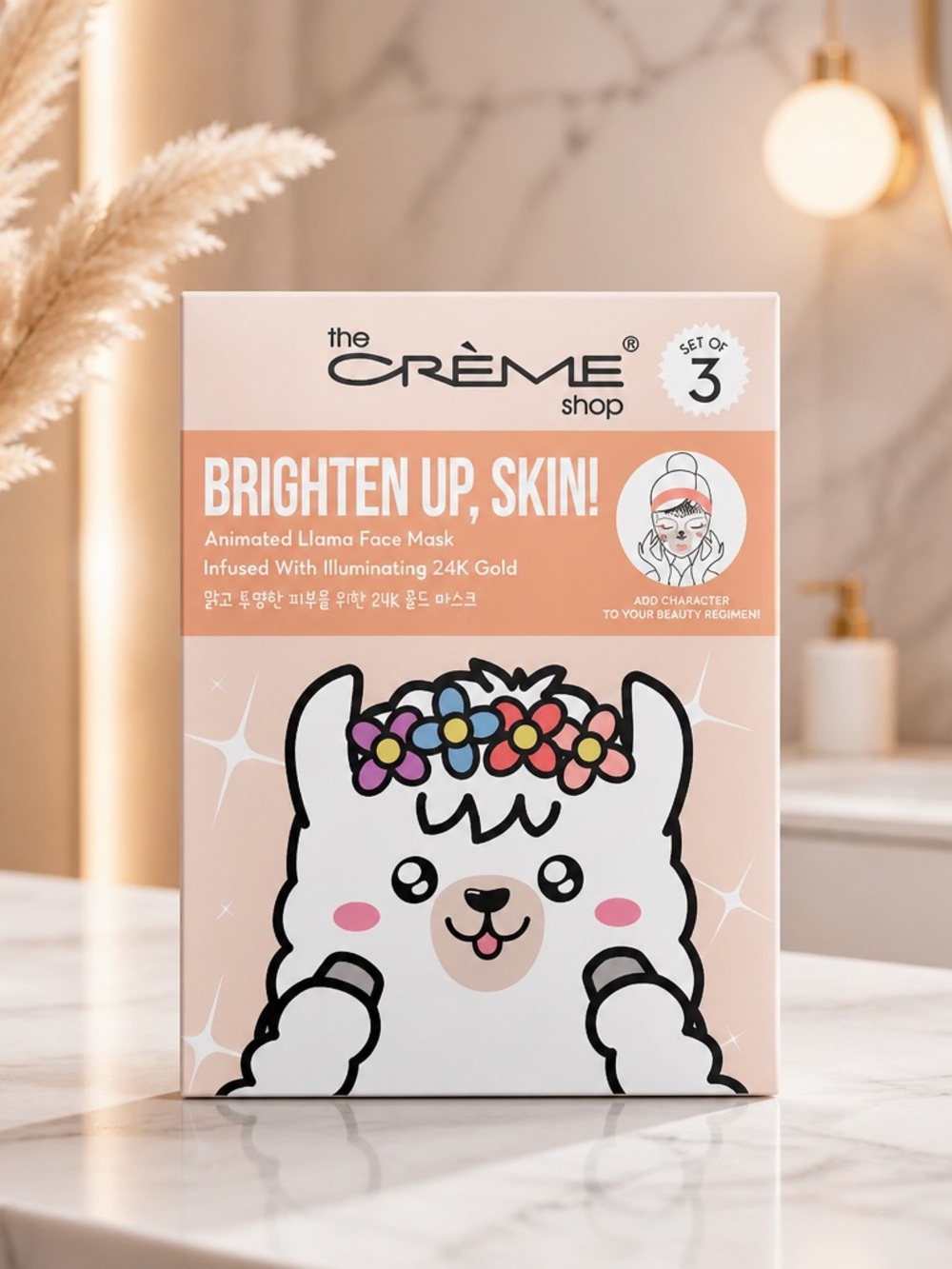 NIB The Creme’ Shop 3 Pack Brighten Up, Skin! Llama Face Masks
